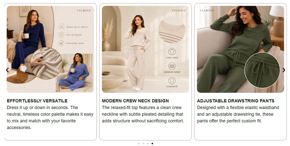 Effortlessly versatile, modern crew neck design, adjustable drawstring pants